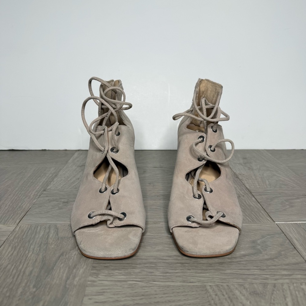 Vince Camuto Nahara Gray Tan Suede Heeled Sandal 8M - Picture 2 of 9